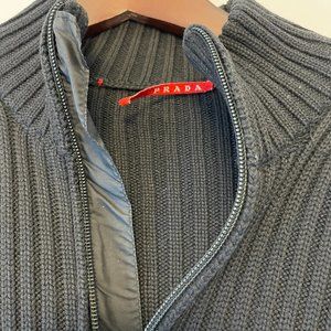 Prada Zip-up Wool Sweater